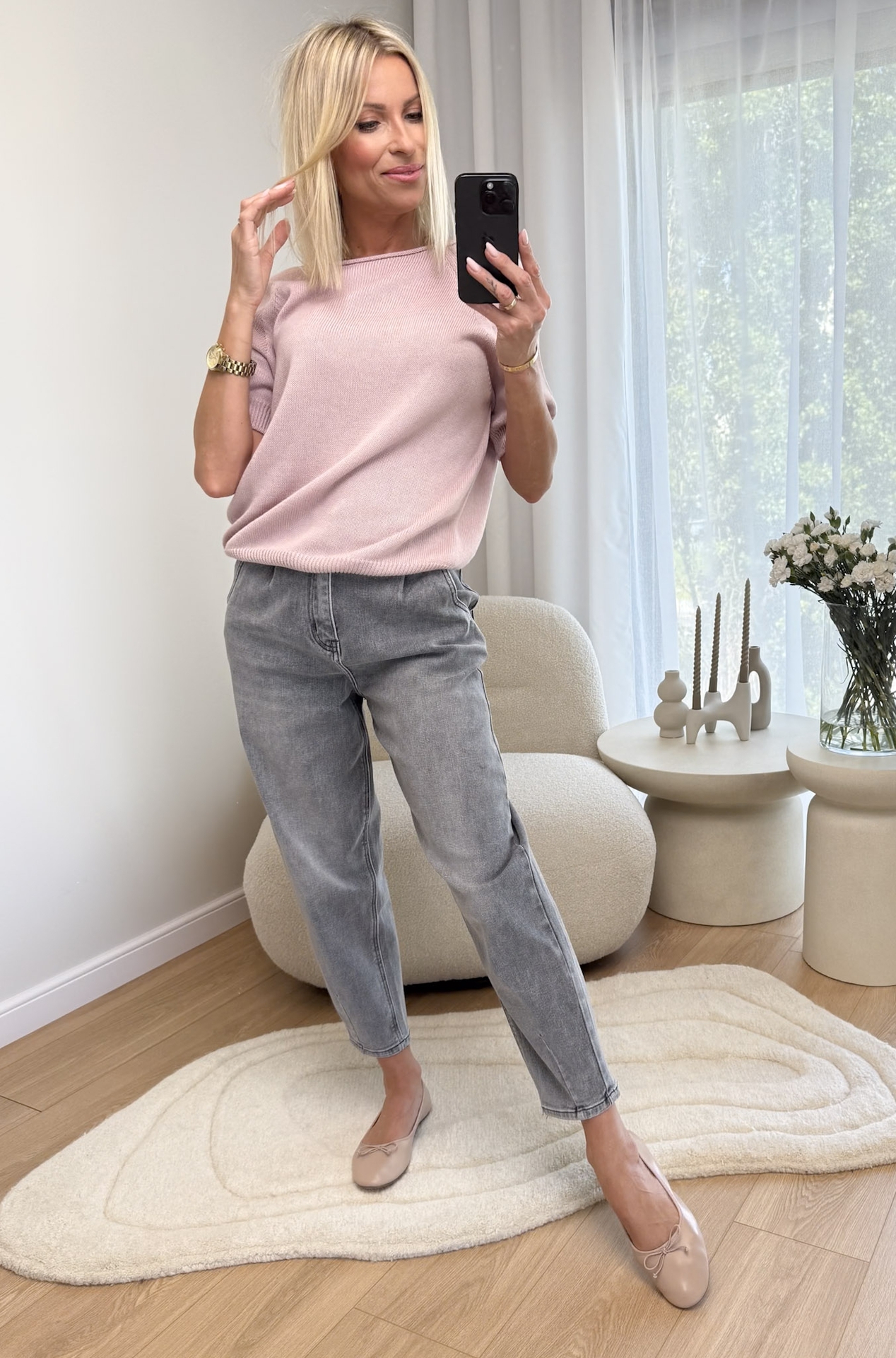 Sweter Bawełniany Pudrowy Cano1