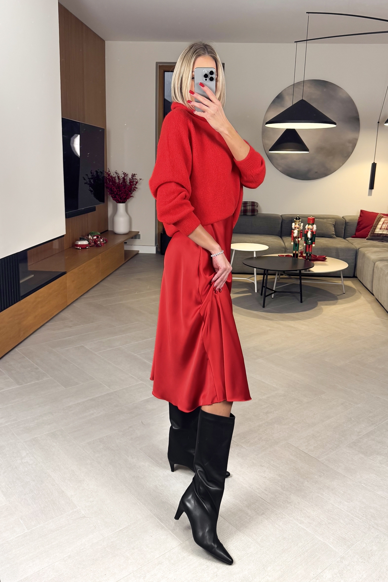 Spódnica Satynowa Czerwona 3