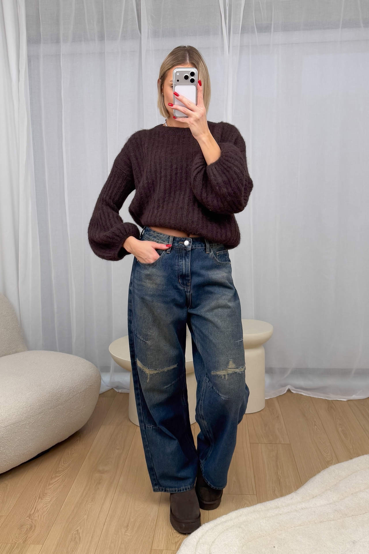 Spodnie Jeansowe z Przetarciami Lara 4