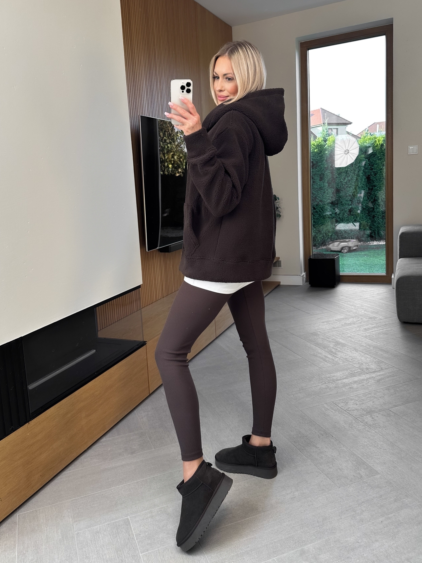 Bluza Baranek Hoodie Brązowa Zip 3