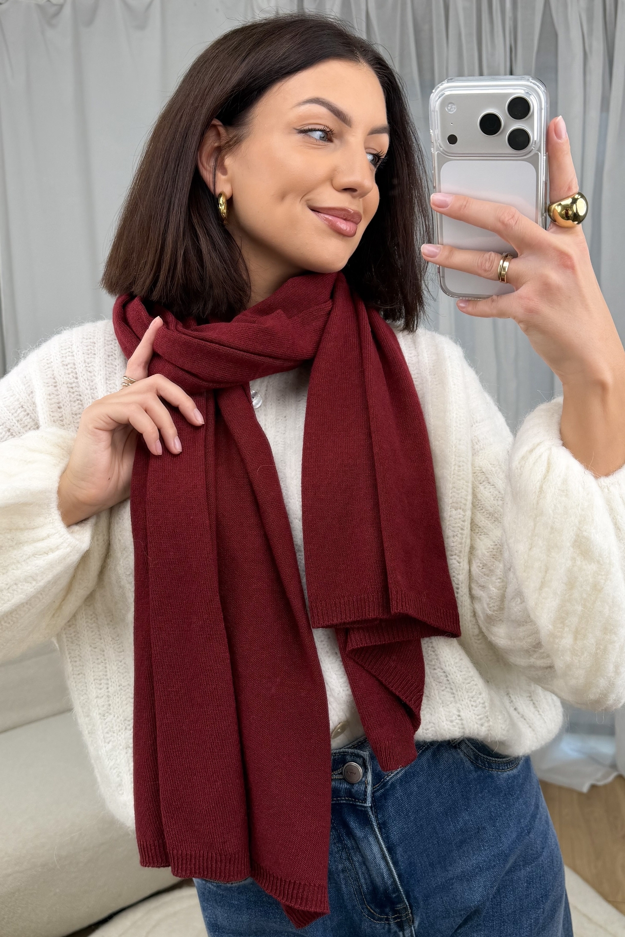 Szalik Bordowy Cashmere 1