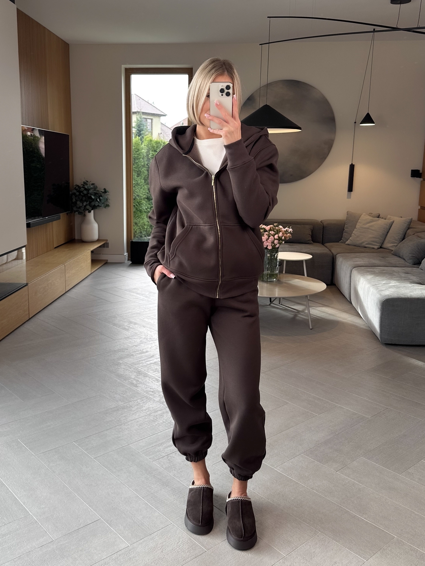 Komplet Dresowy Brązowy Ocieplany Flow 5