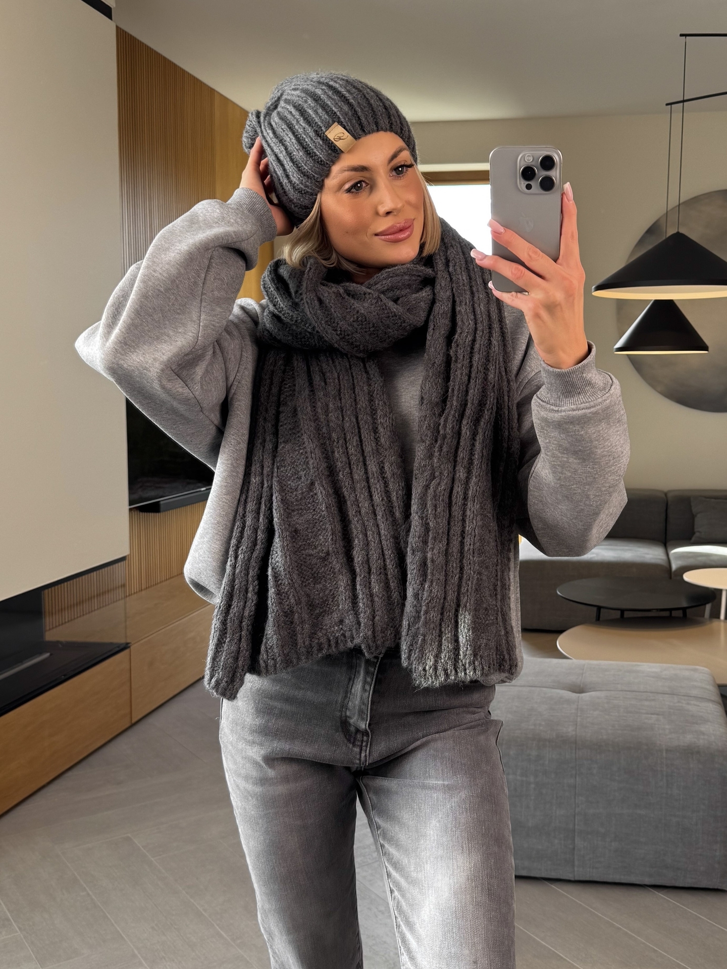 Komplet Czapka i Szalik Grafitowy Harmony 1