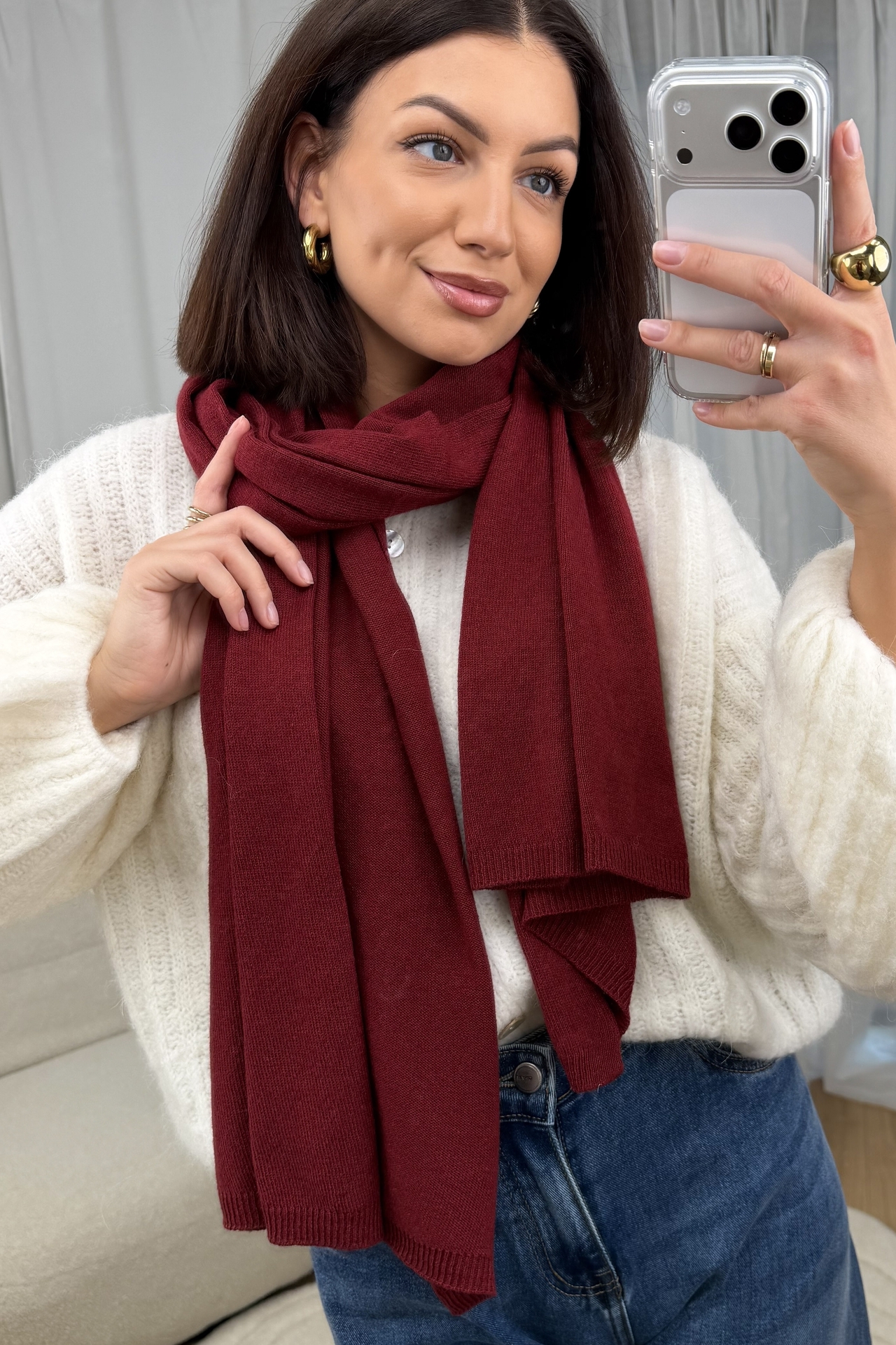 Szalik Bordowy Cashmere 4