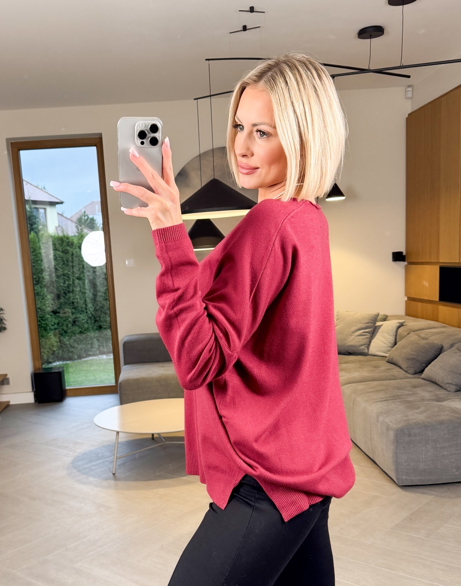 Sweter Bordowy Pull V 3