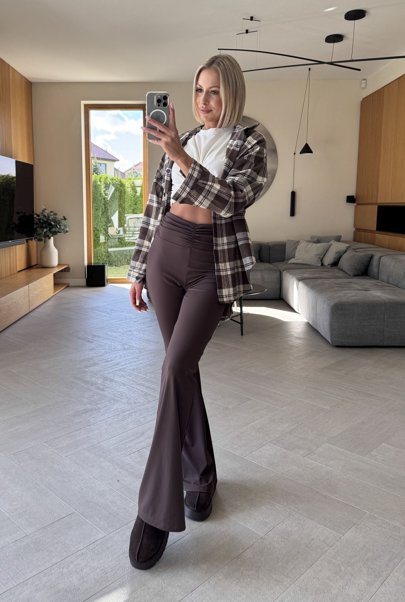 Legginsy Brązowe Flare 3
