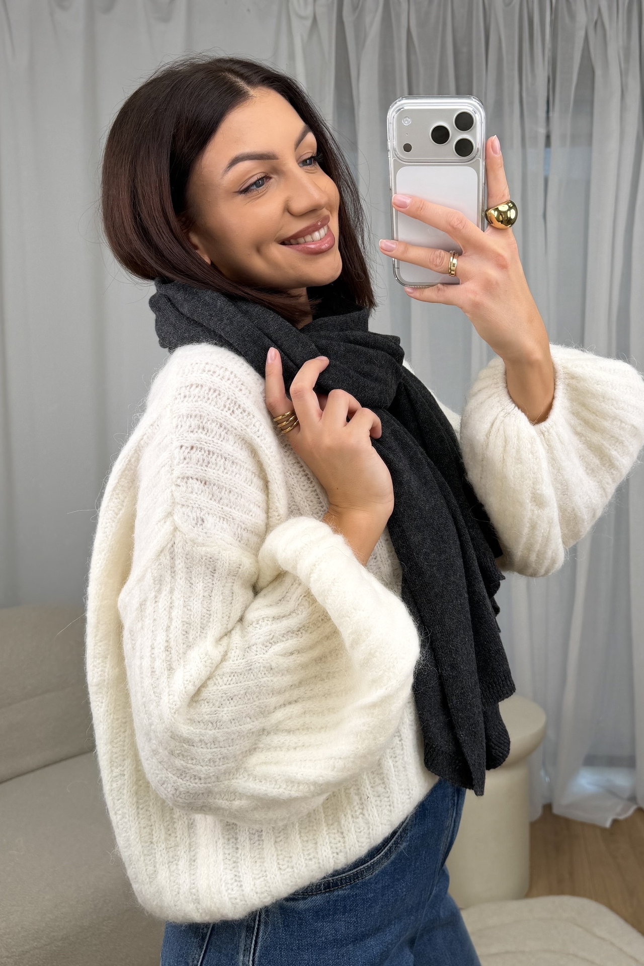 Szalik Antracytowy Cashmere 3