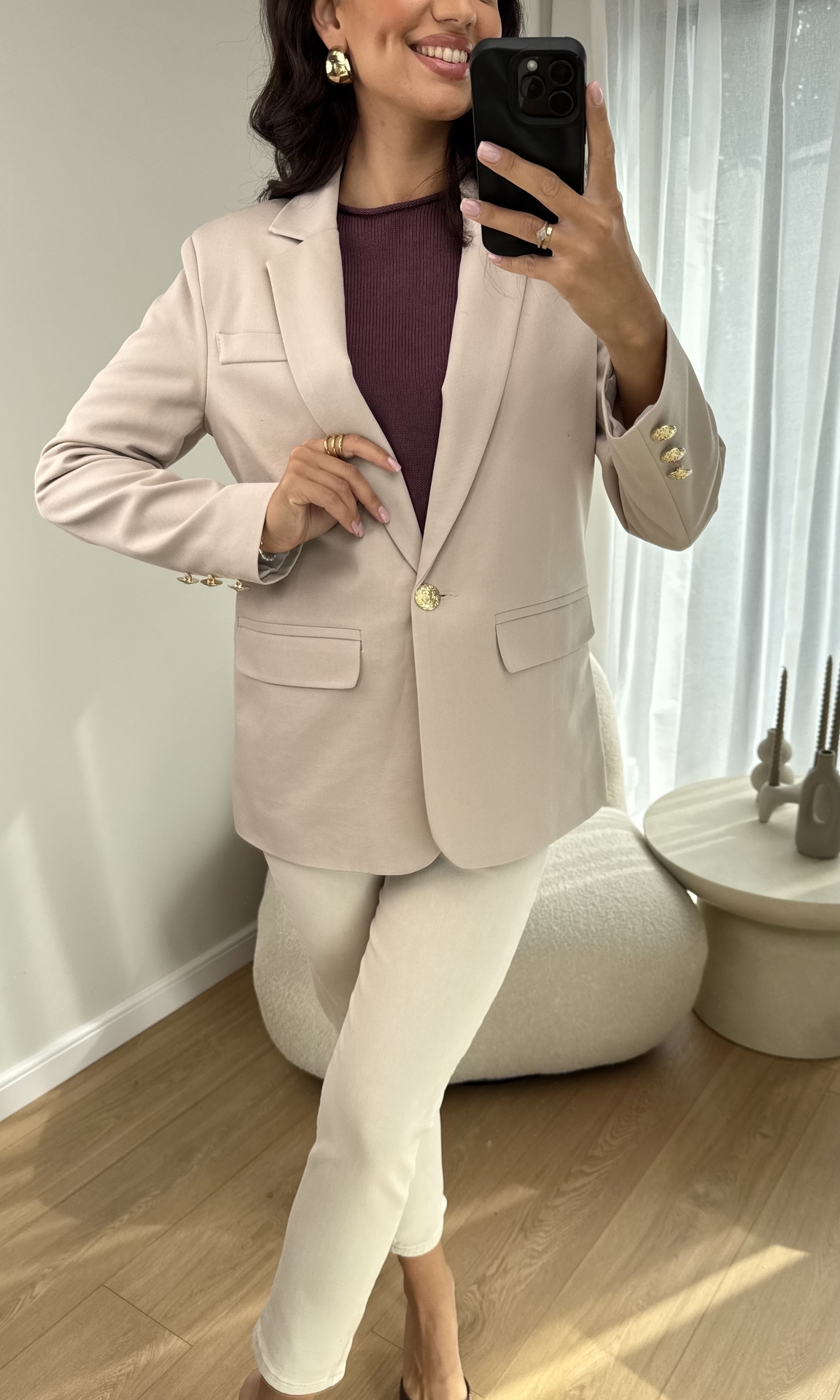 Spodnie Kremowe Mom Fit 3