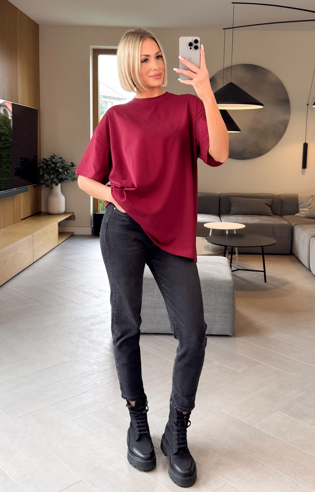 T-shirt Oversize Bordowy 5