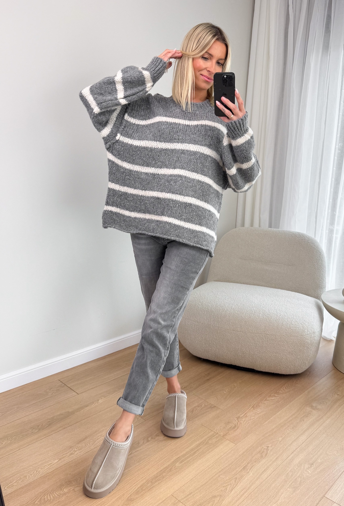 Sweter Szary w Paski Namo1