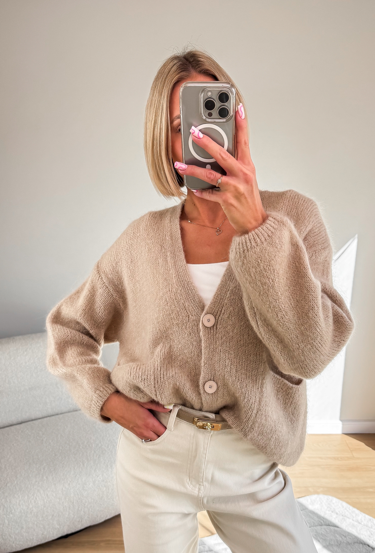 Sweter Rozpinany Beżowy Coll3