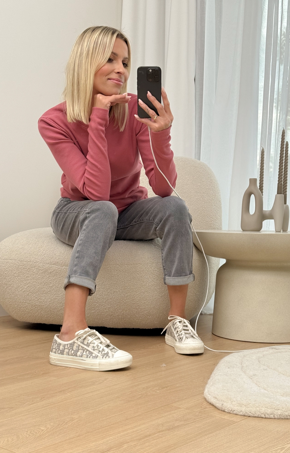 Bluzka Basic Prążkowana Malinowa 5