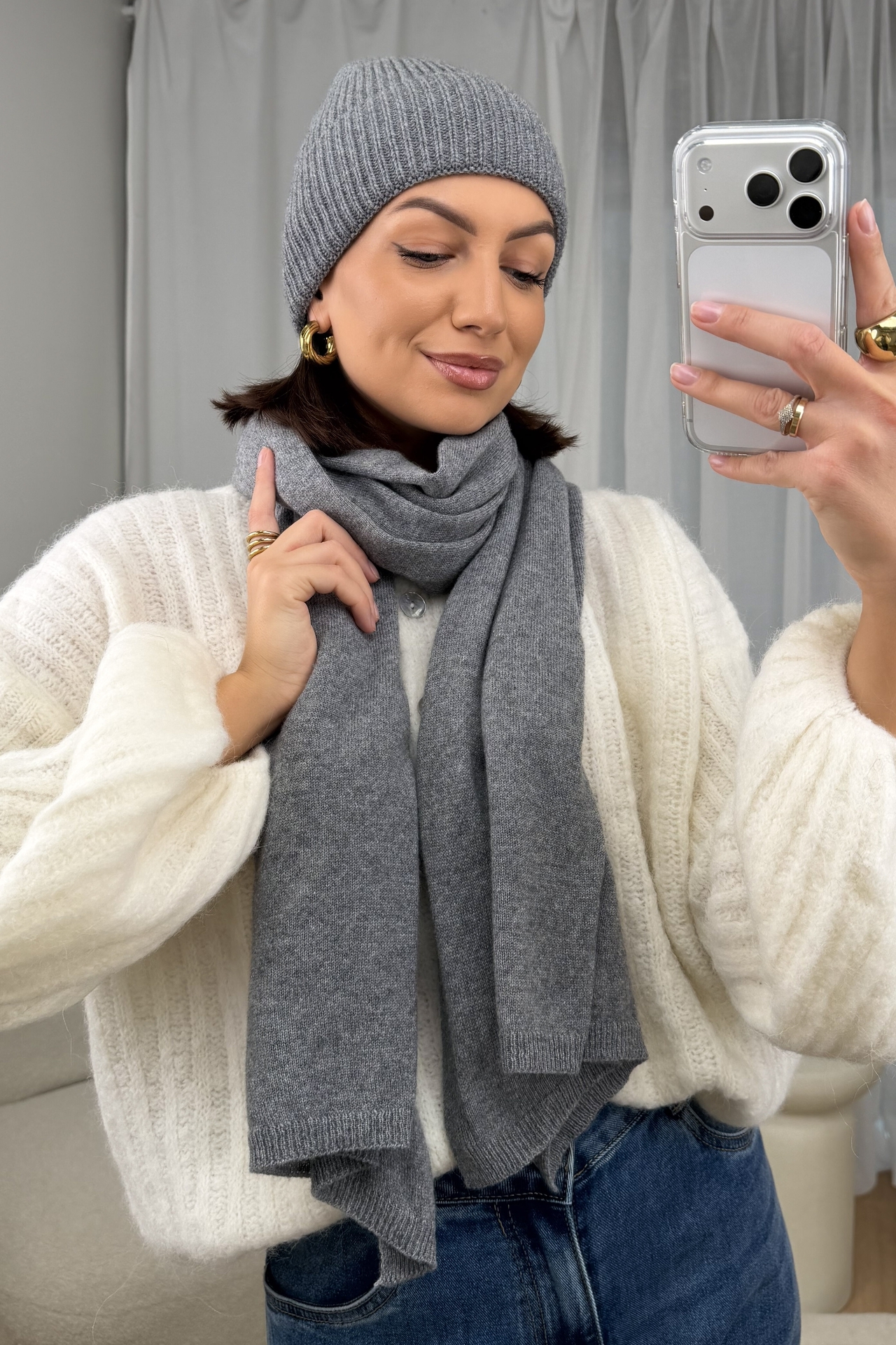 Komplet Czapka i Szalik Szary Rima 2