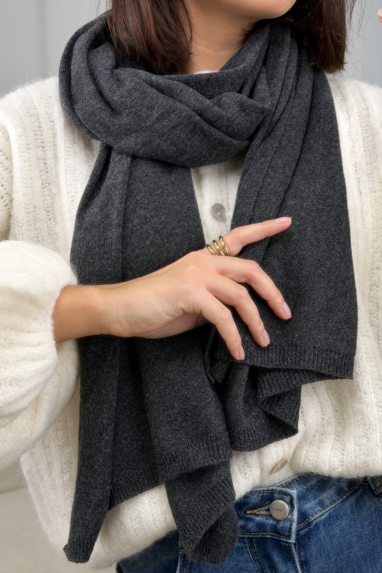 Szalik Antracytowy Cashmere 5