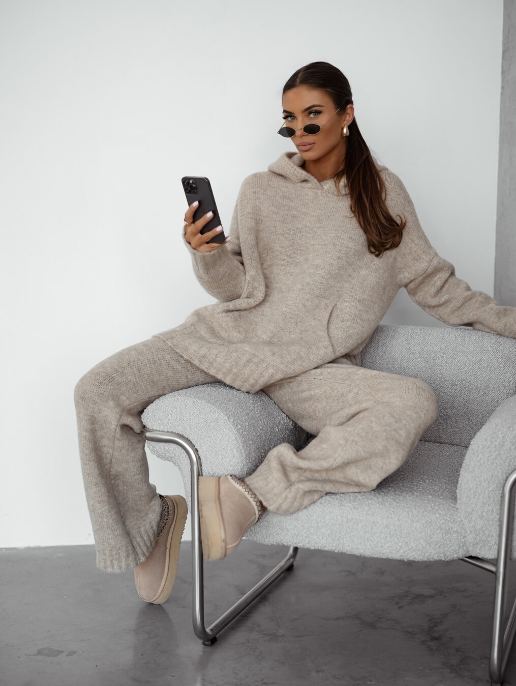 Komplet Sweterkowy Beżowy Lyn3