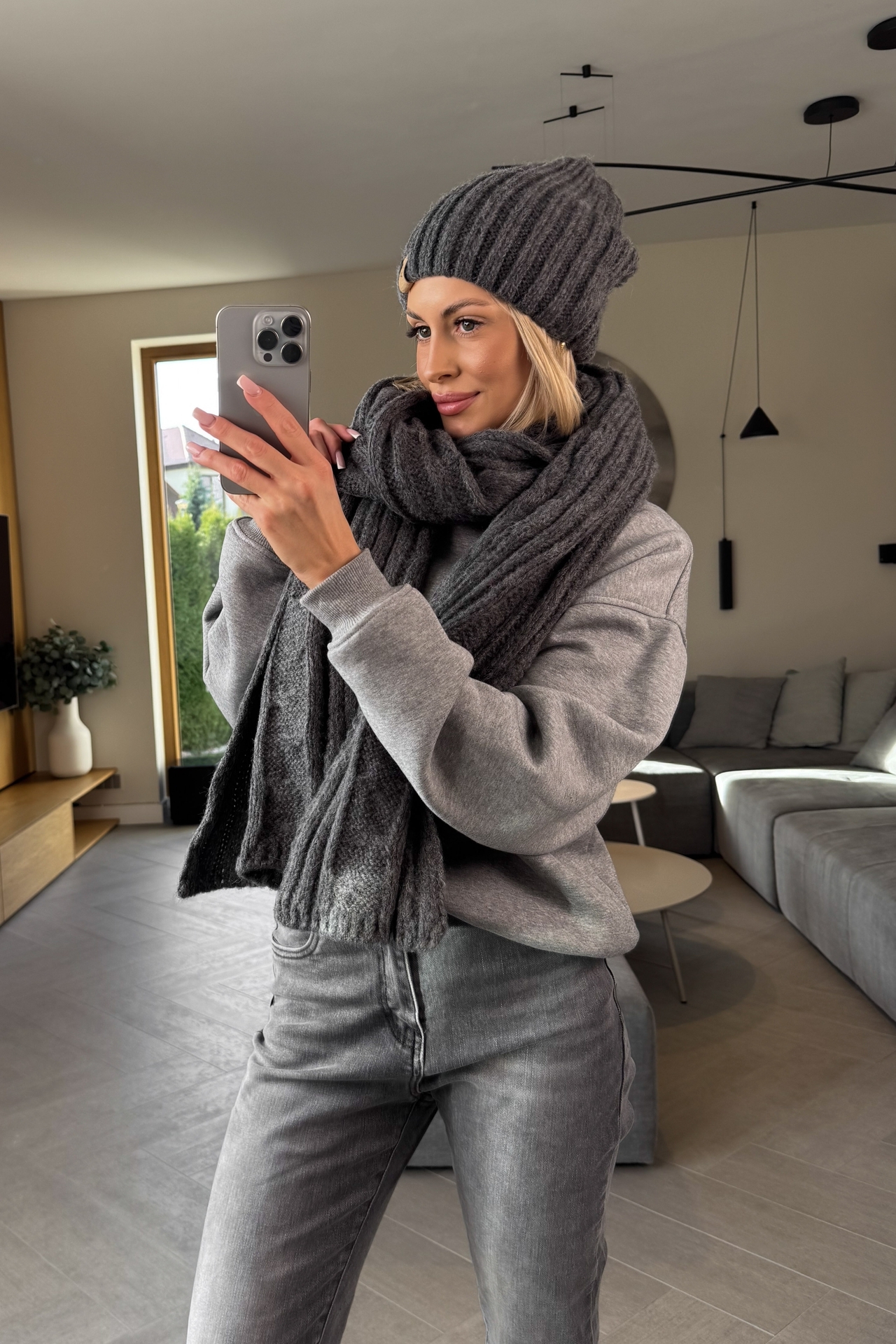 Komplet Czapka i Szalik Grafitowy Harmony 2