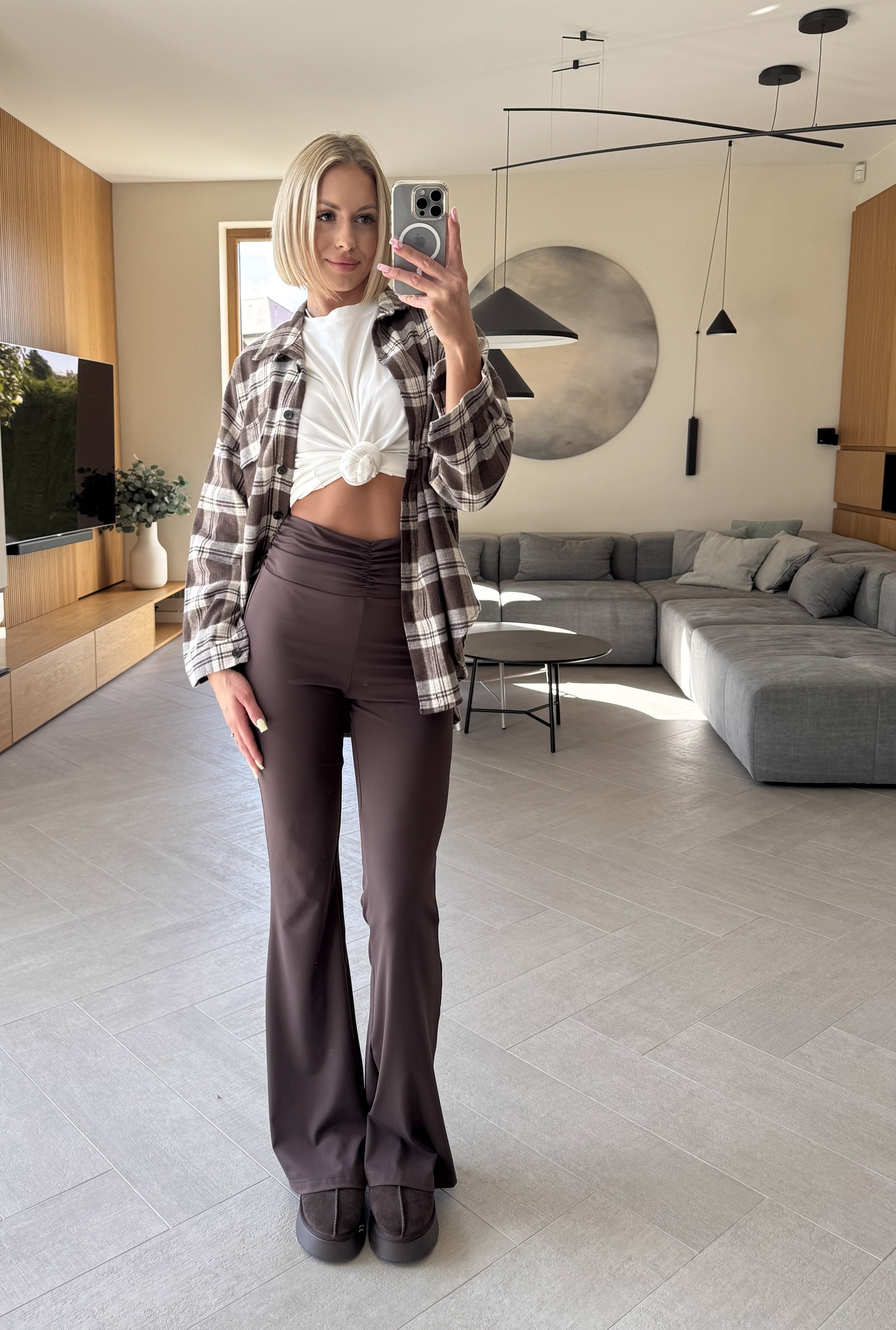 Legginsy Brązowe Flare 5