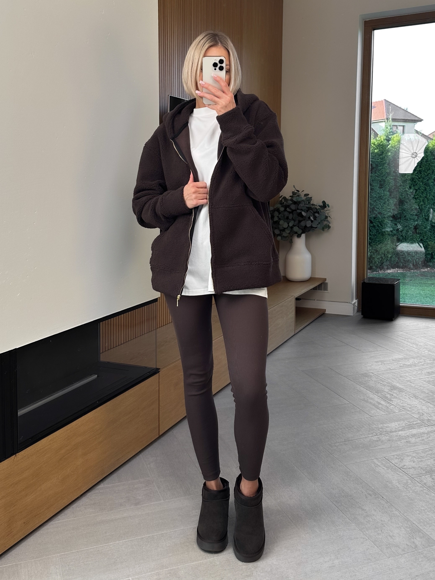 Bluza Baranek Hoodie Brązowa Zip3