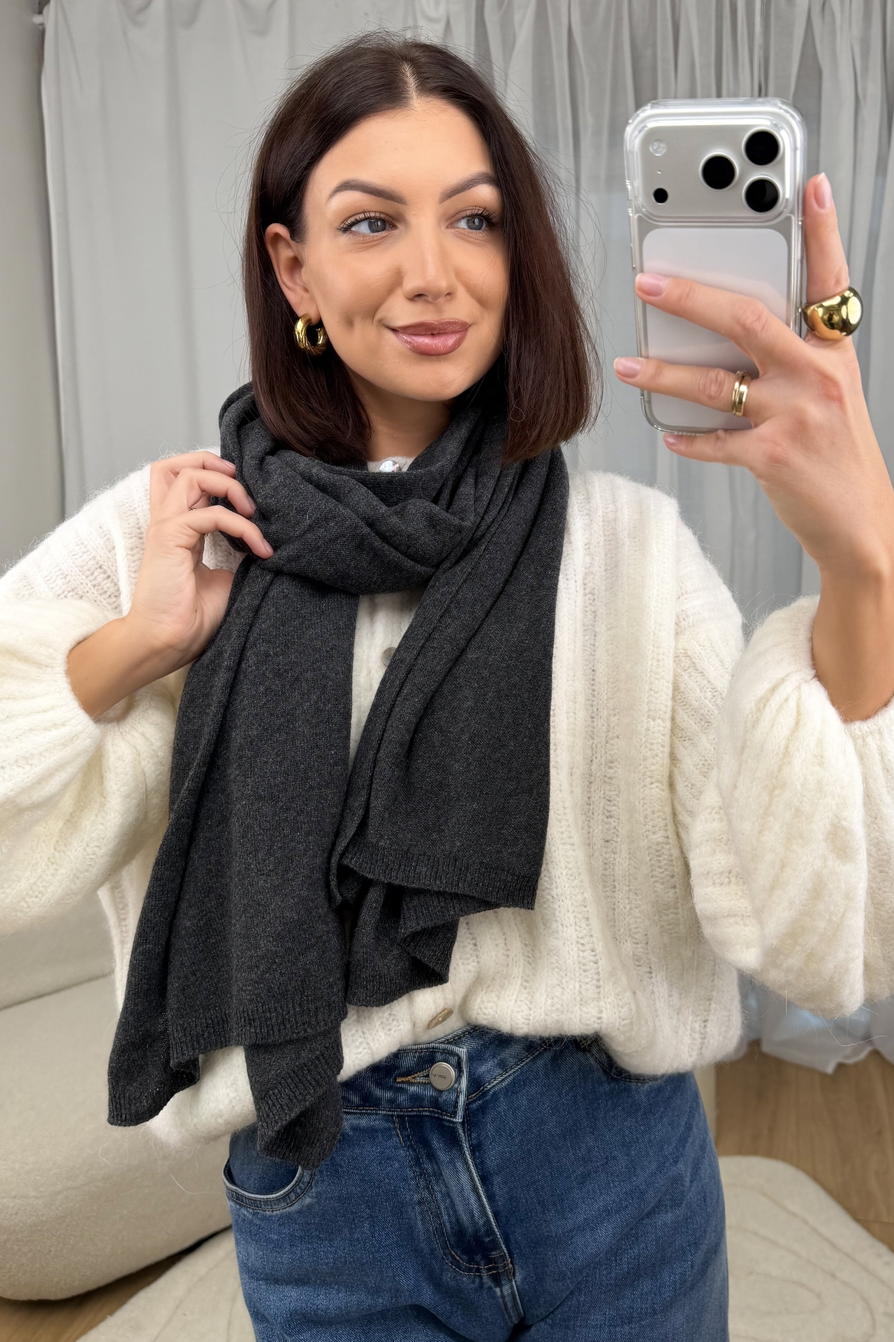 Szalik Antracytowy Cashmere 4