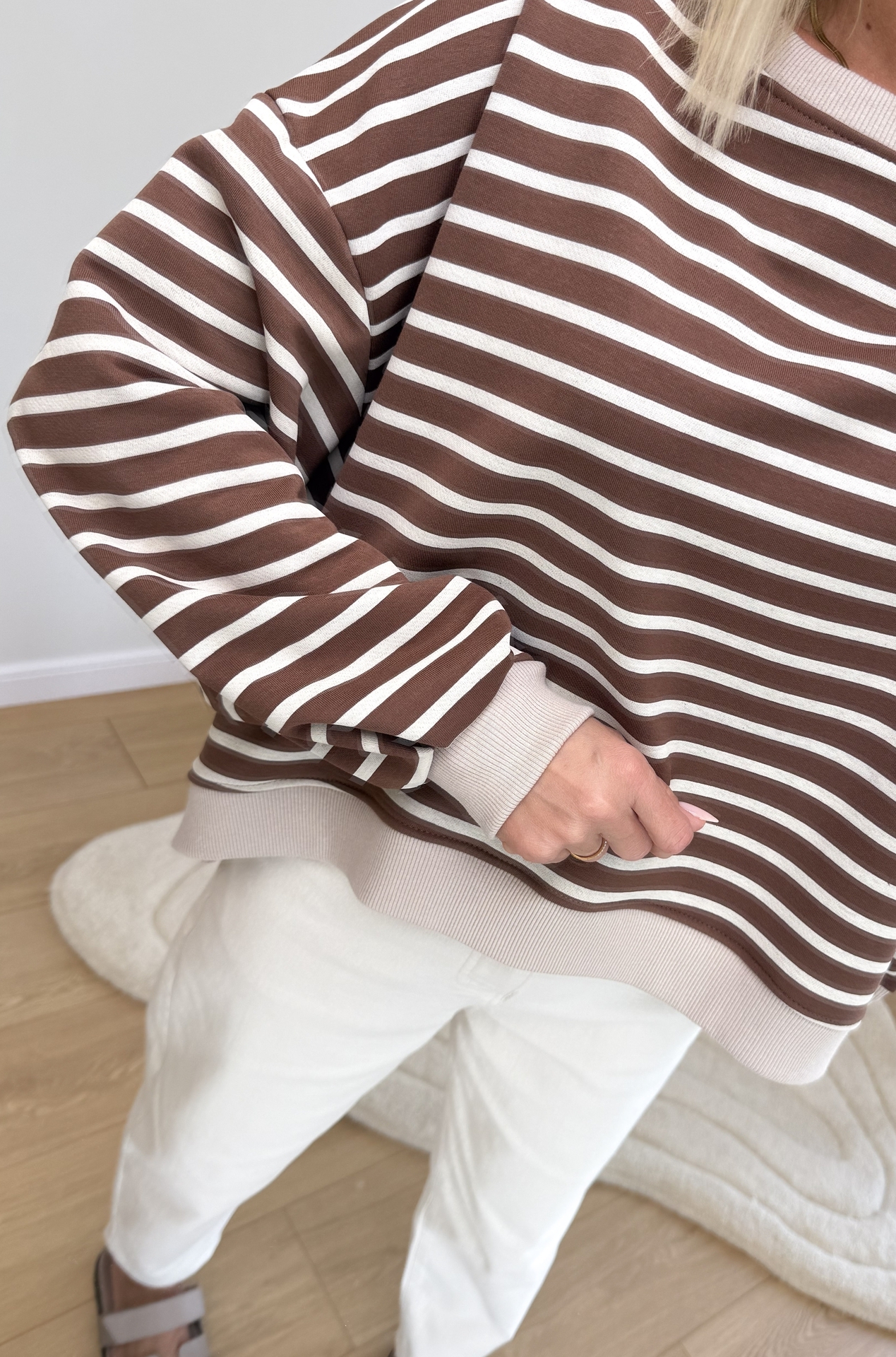 Bluza w Paski Brązowa Medium 1