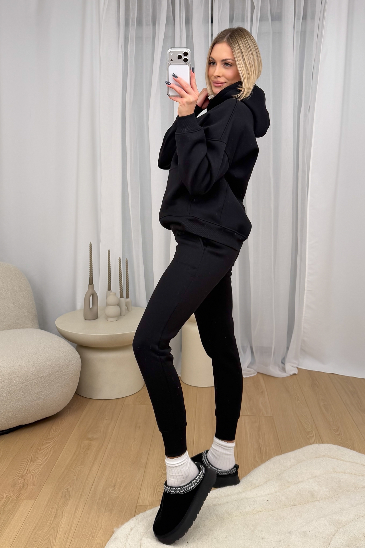 Komplet Czarny Ocieplany Hoodie 5