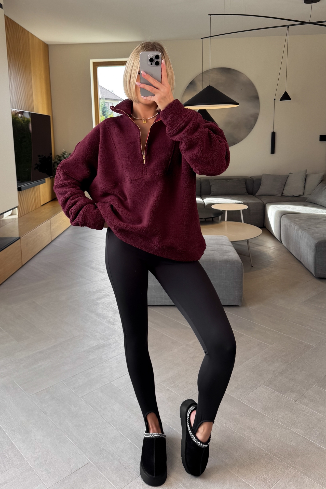 Bluza Baranek Bordowa Zip 2