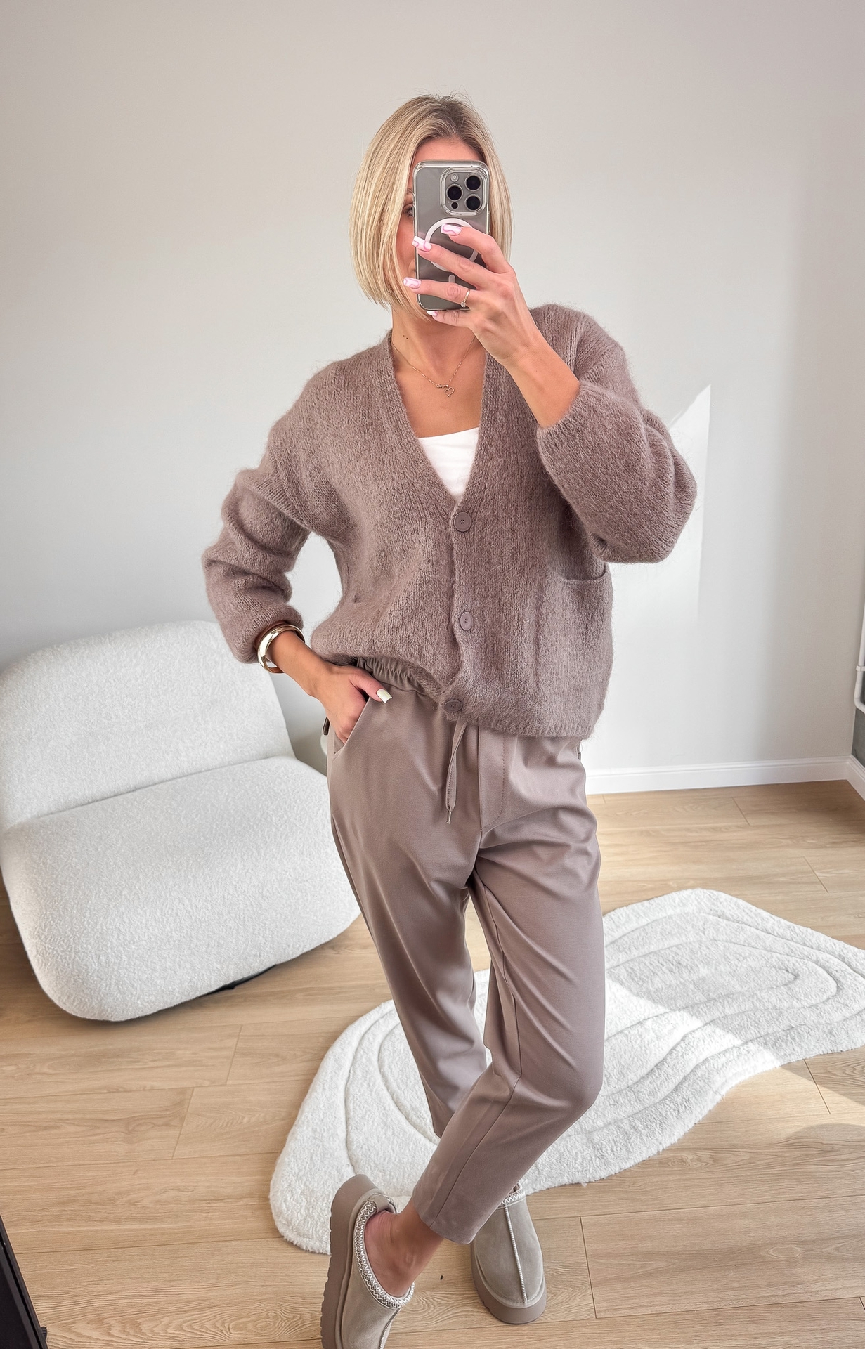 Sweter Rozpinany Taupe Coll1