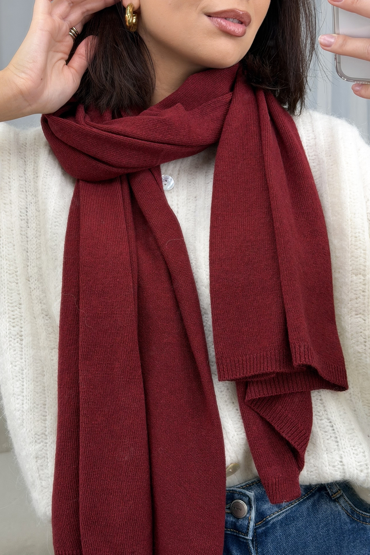 Szalik Bordowy Cashmere 2