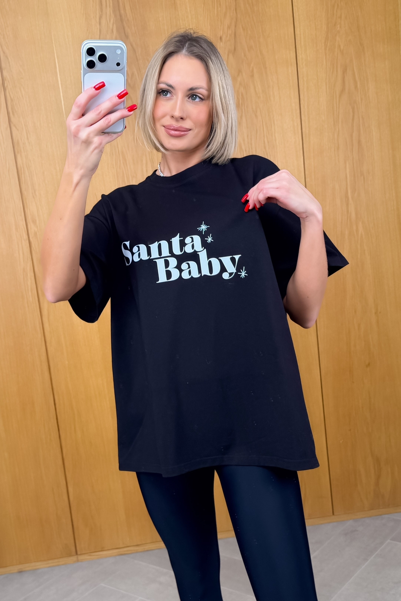 T-shirt Print Santa Baby Czarny 1