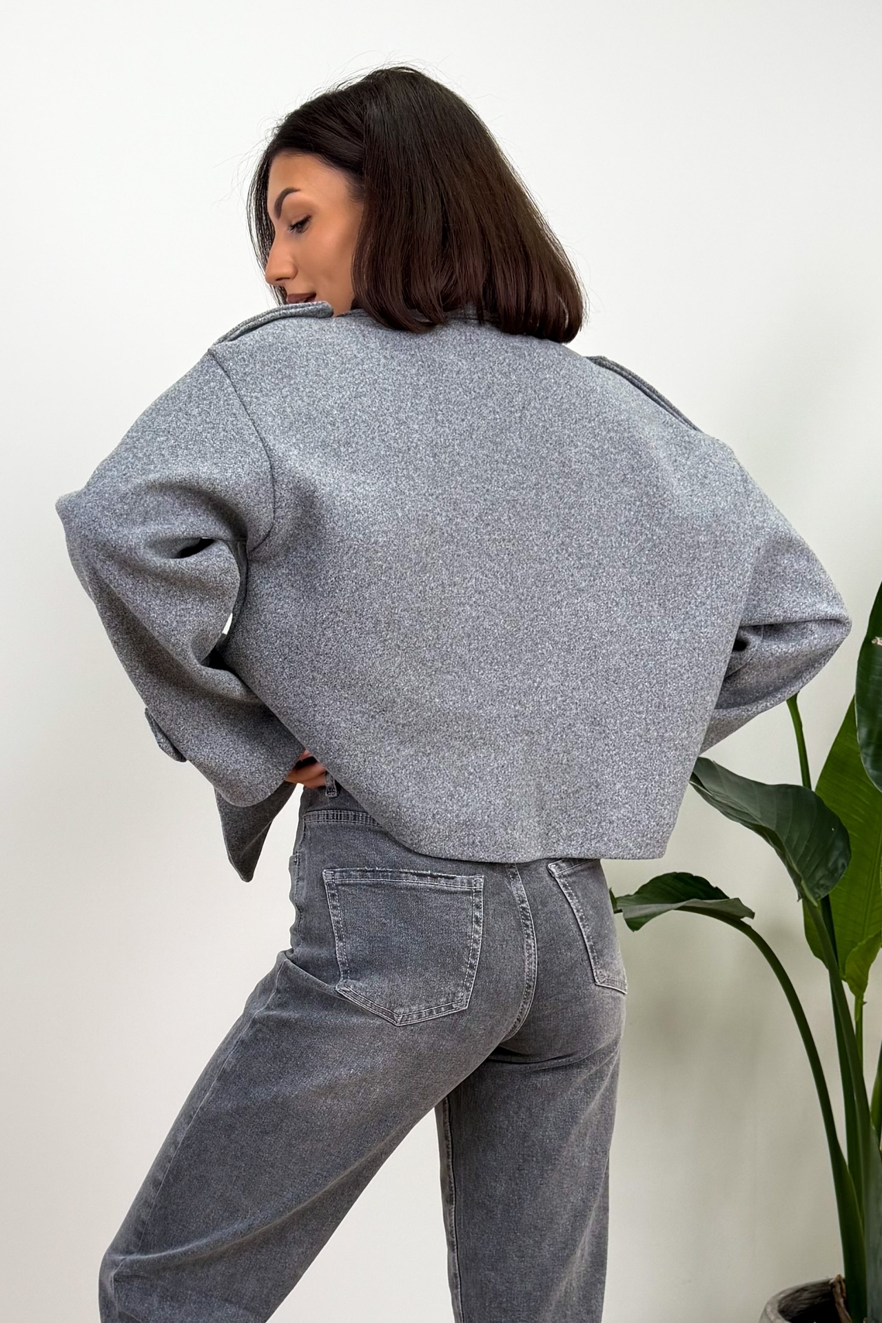 Krótka Marynarka Grafitowa Melma 5