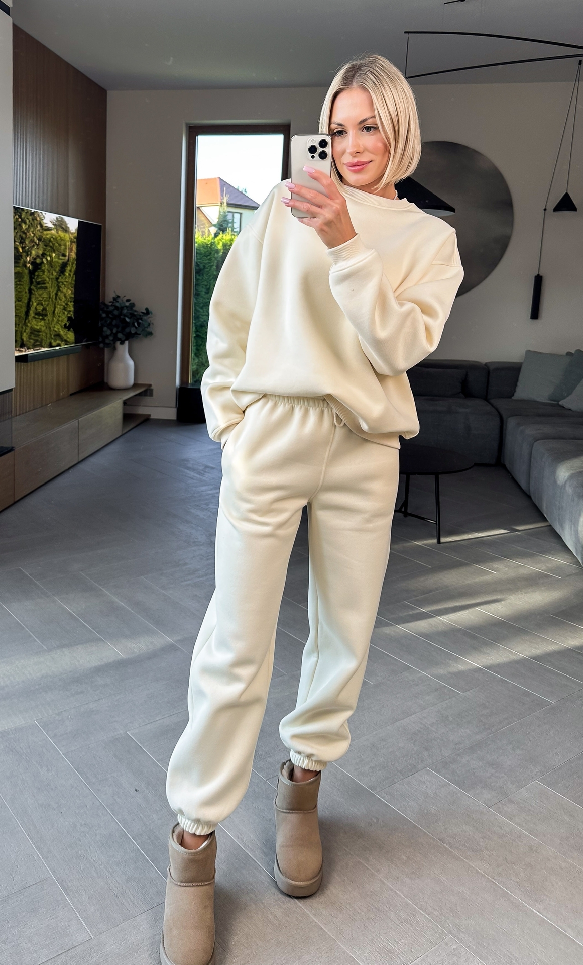 Komplet Kremowy Ocieplany Baggy 3
