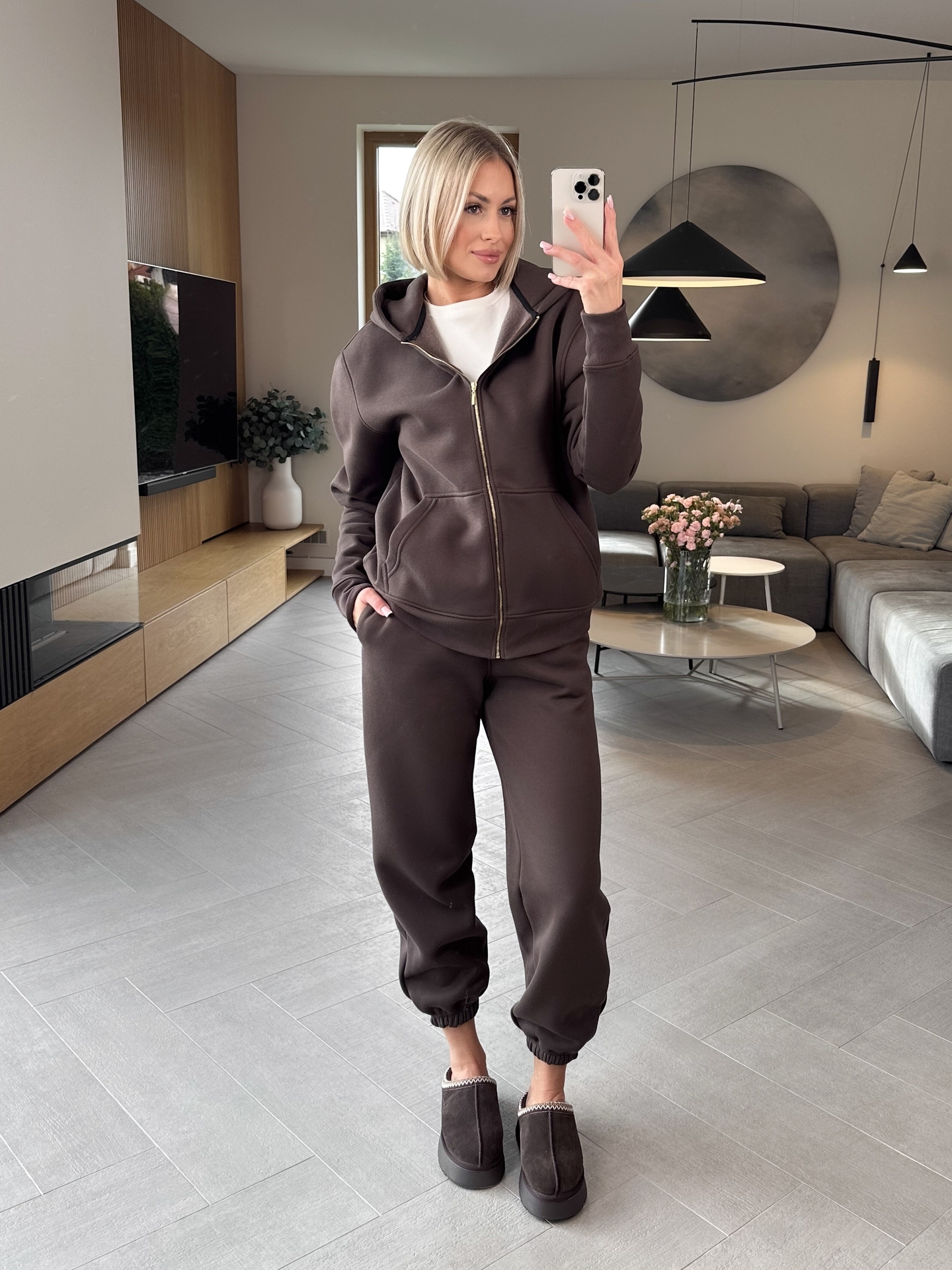 Komplet Dresowy Brązowy Ocieplany Flow 3