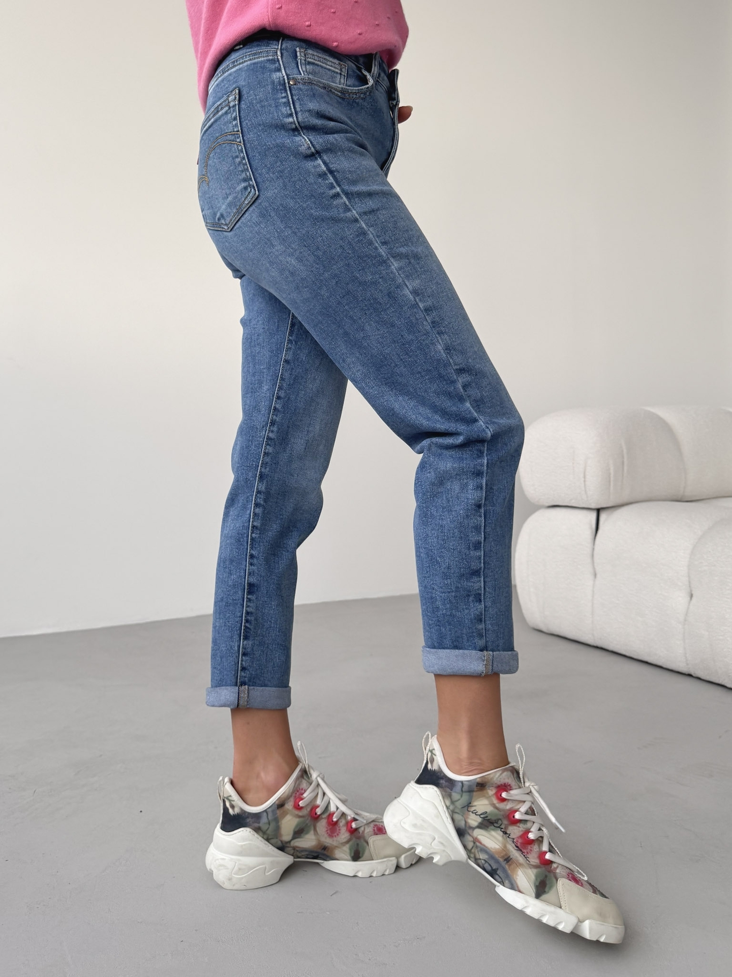 Spodnie Mom Fit Jeans High Waist