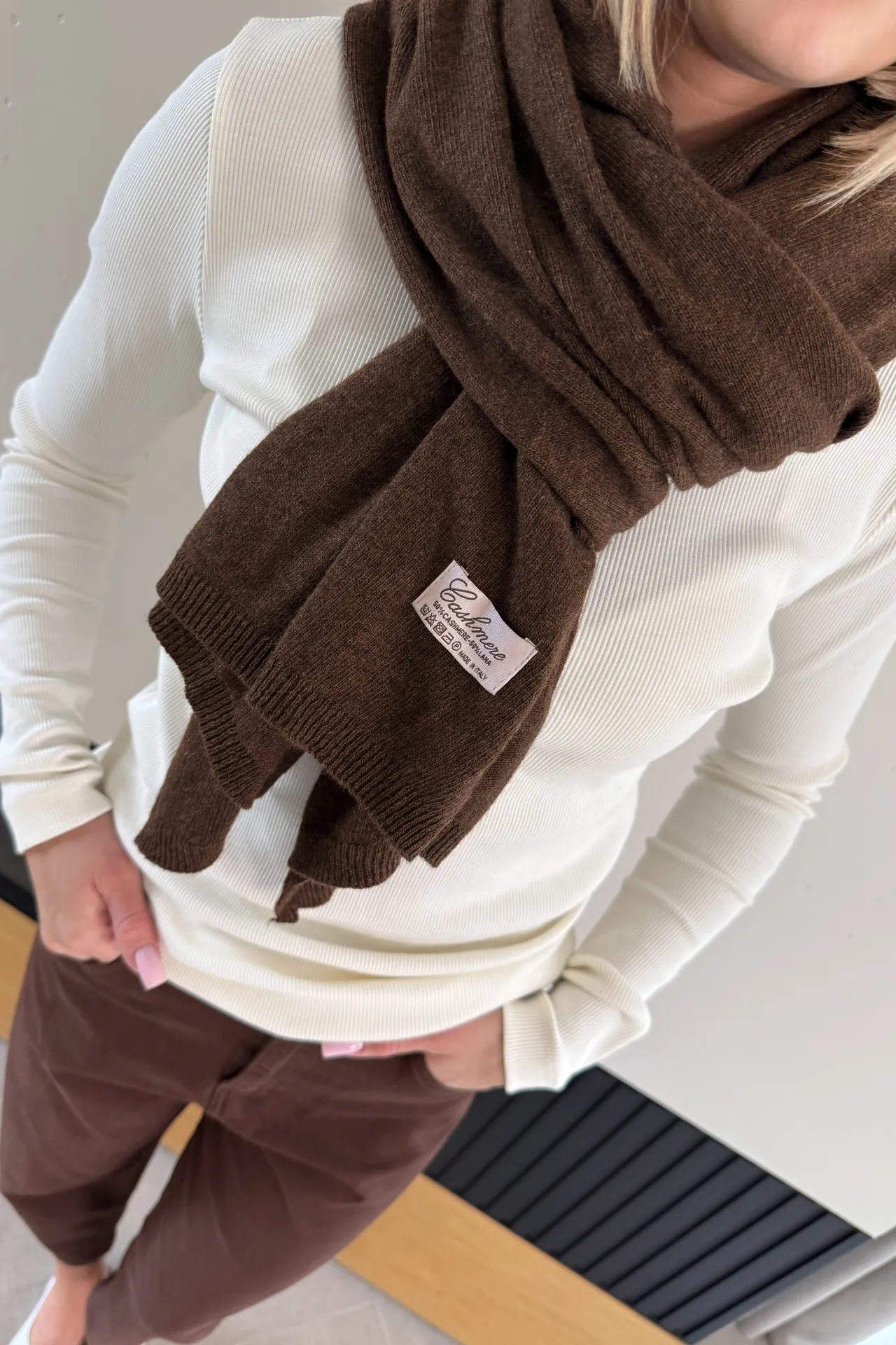 Szalik Brązowy Cashmere 1