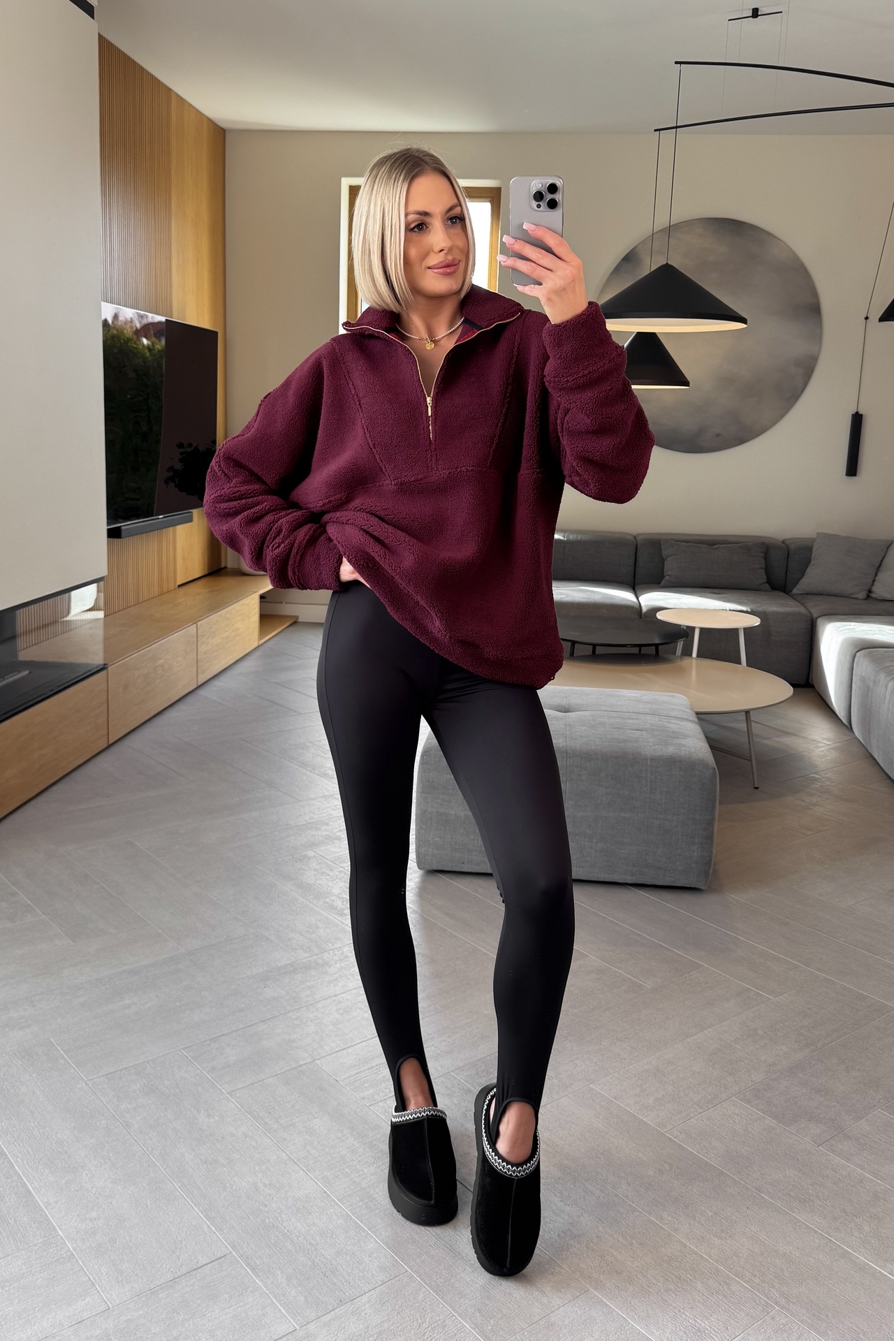 Bluza Baranek Bordowa Zip 5