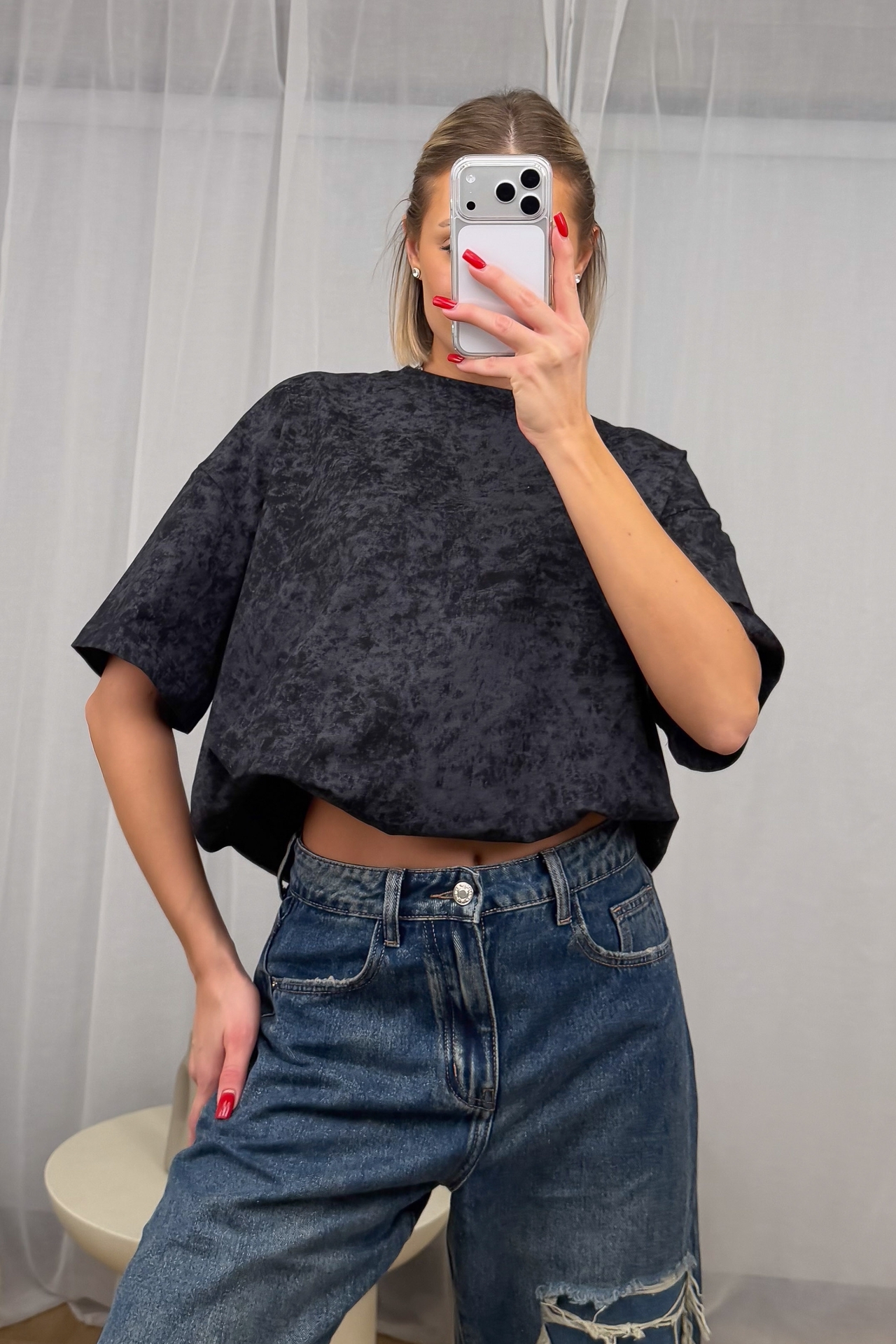 T-Shirt Oversize Grafitowy Sprany 1