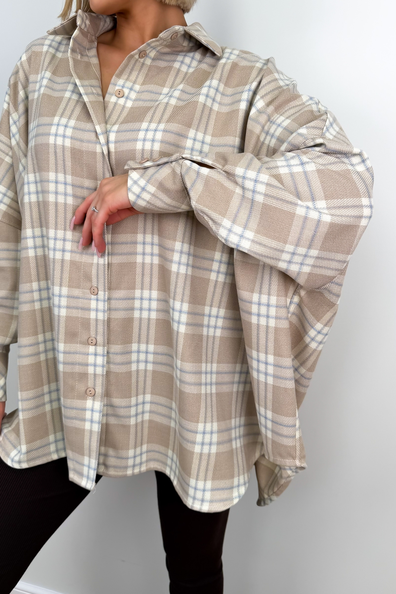 Koszula w Kratę Beżowa Luso 5