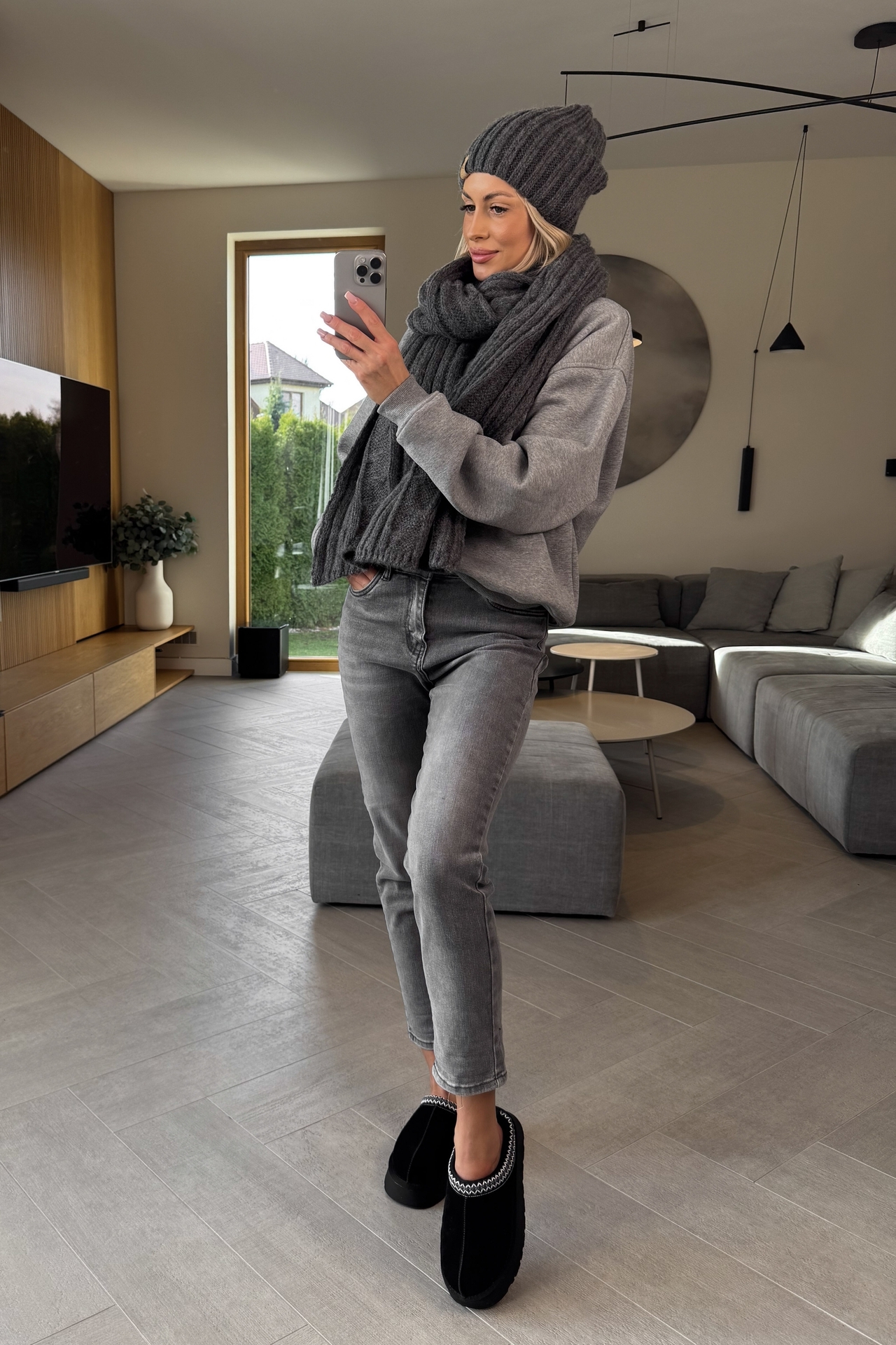 Komplet Czapka i Szalik Grafitowy Harmony 4