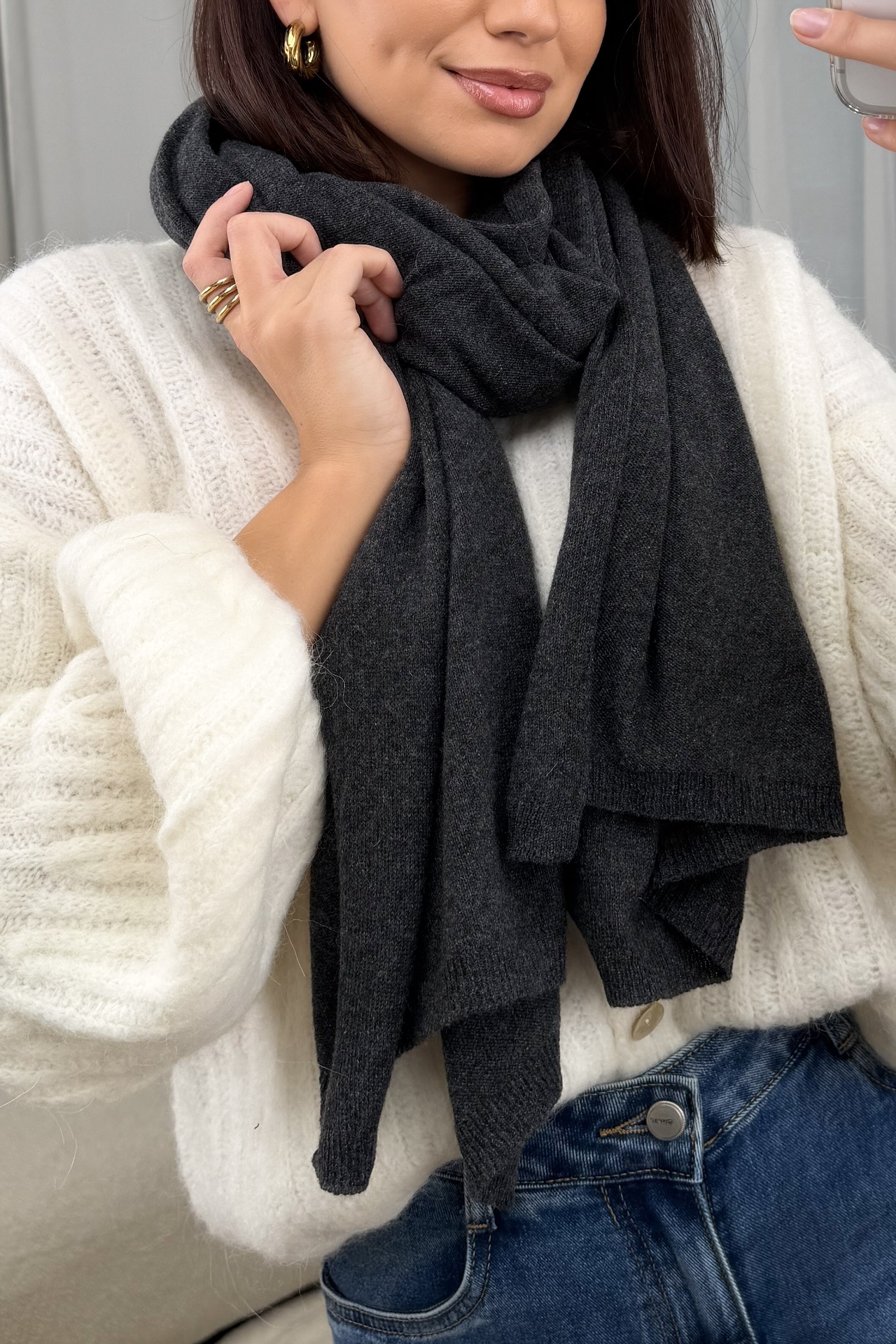 Szalik Antracytowy Cashmere 2