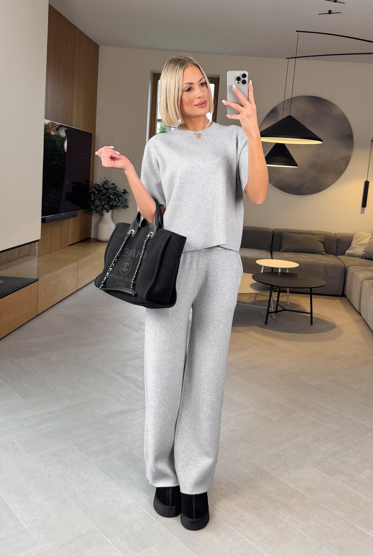 Komplet Sweterkowy Jasnoszary Cante 1