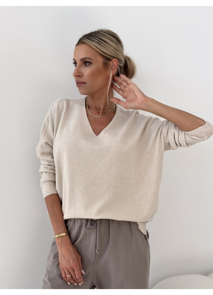 Sweter Beżowy Pull V