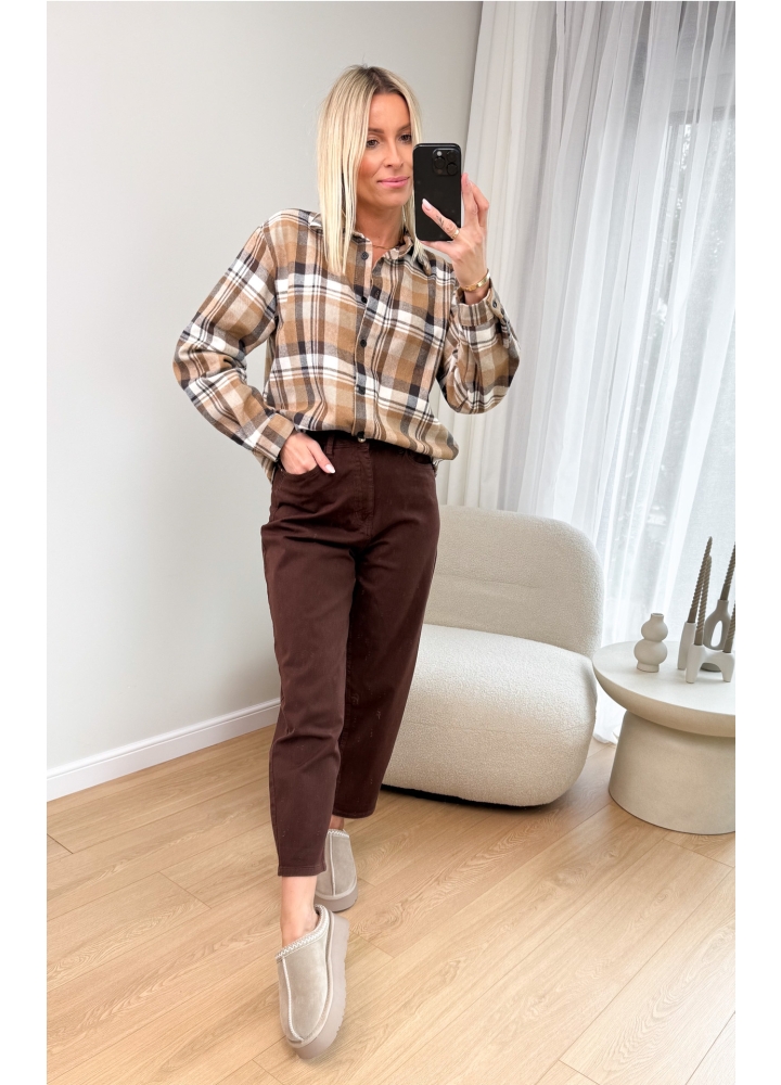 Koszula w Kratę Brązowa Joko