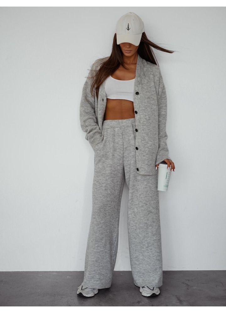 Komplet Sweterkowy Jasnoszary Saf