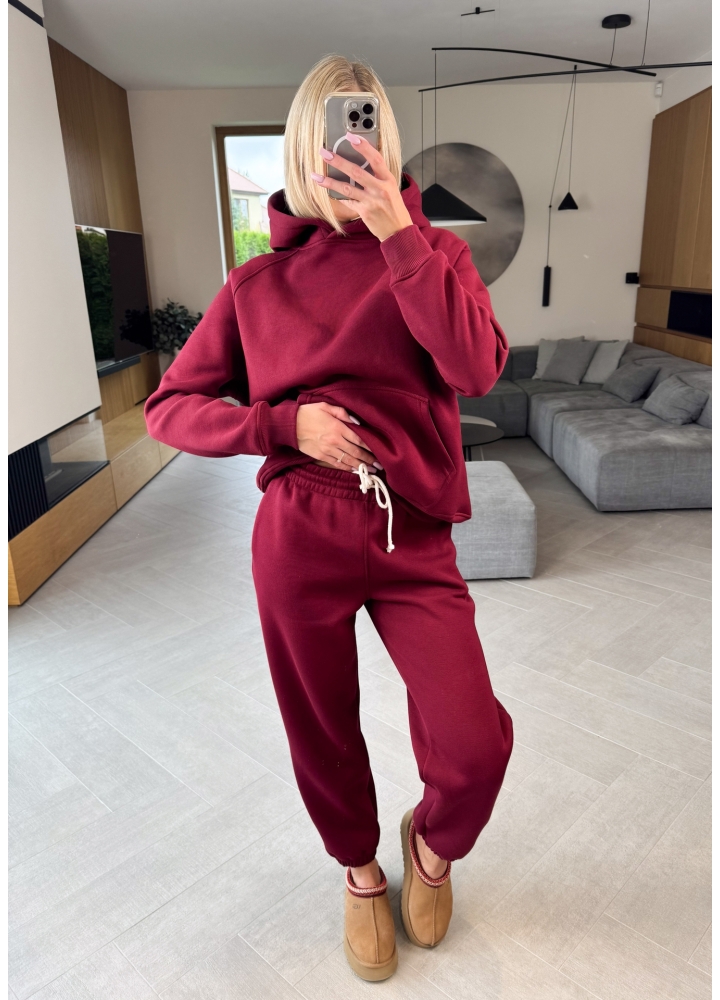 Komplet Ocieplany Bordowy Snugly