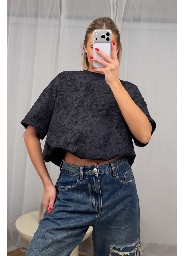 T-Shirt Oversize Grafitowy Sprany