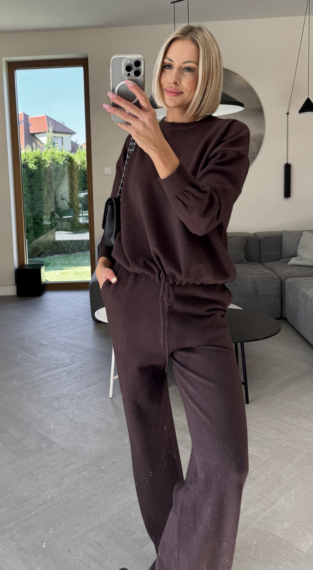 Komplet Sweterkowy Brązowy Evening