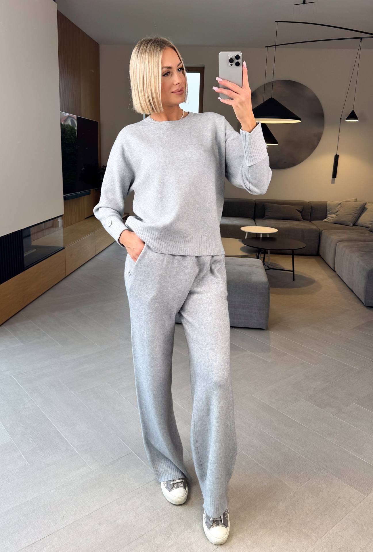 Komplet Sweterkowy Szary Celeste