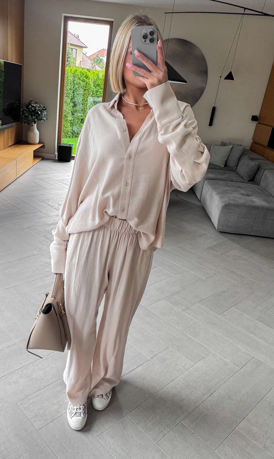 Komplet Damski Beżowy Rayon