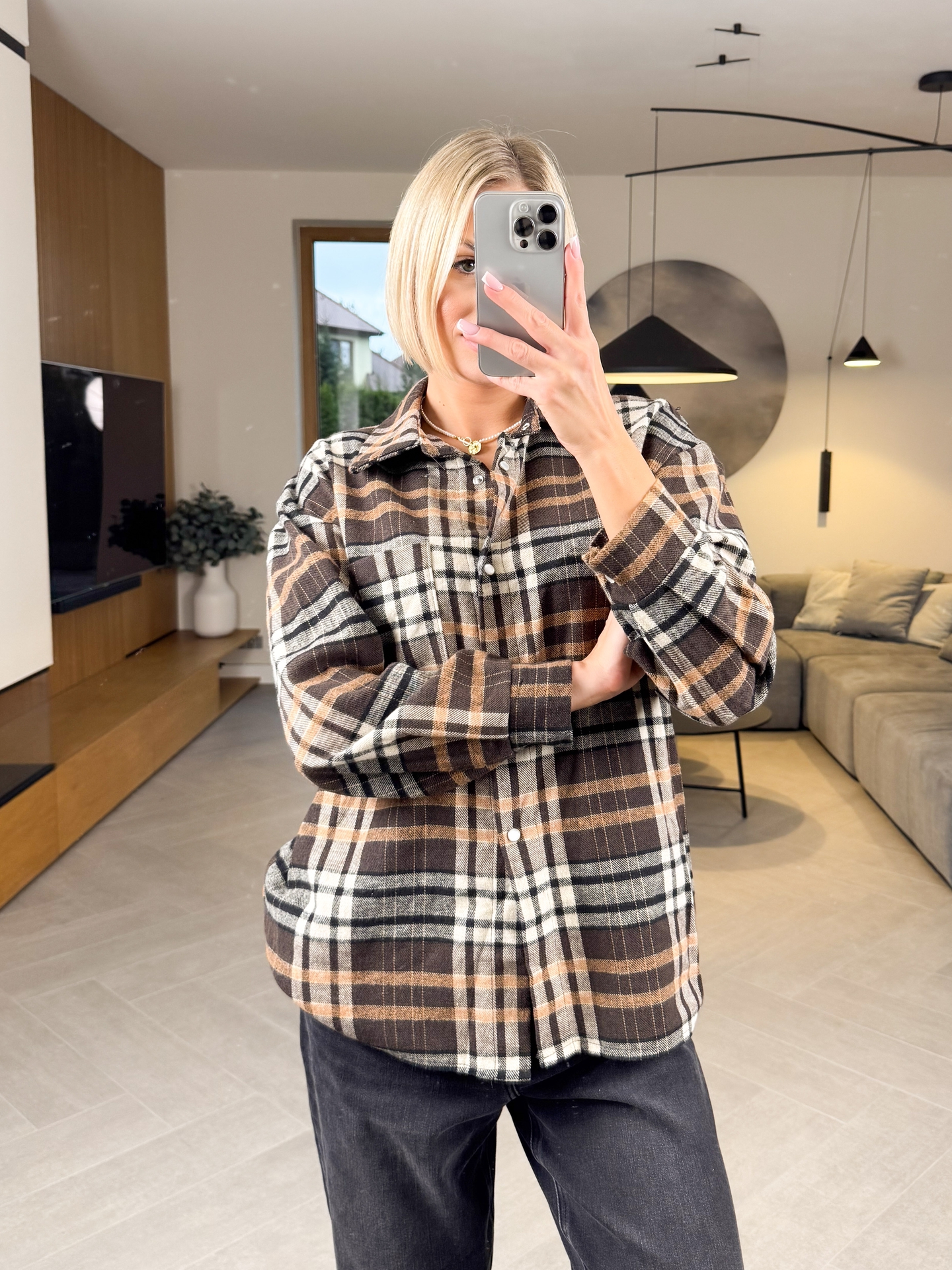 Koszula w Kratkę Brązowa Vero