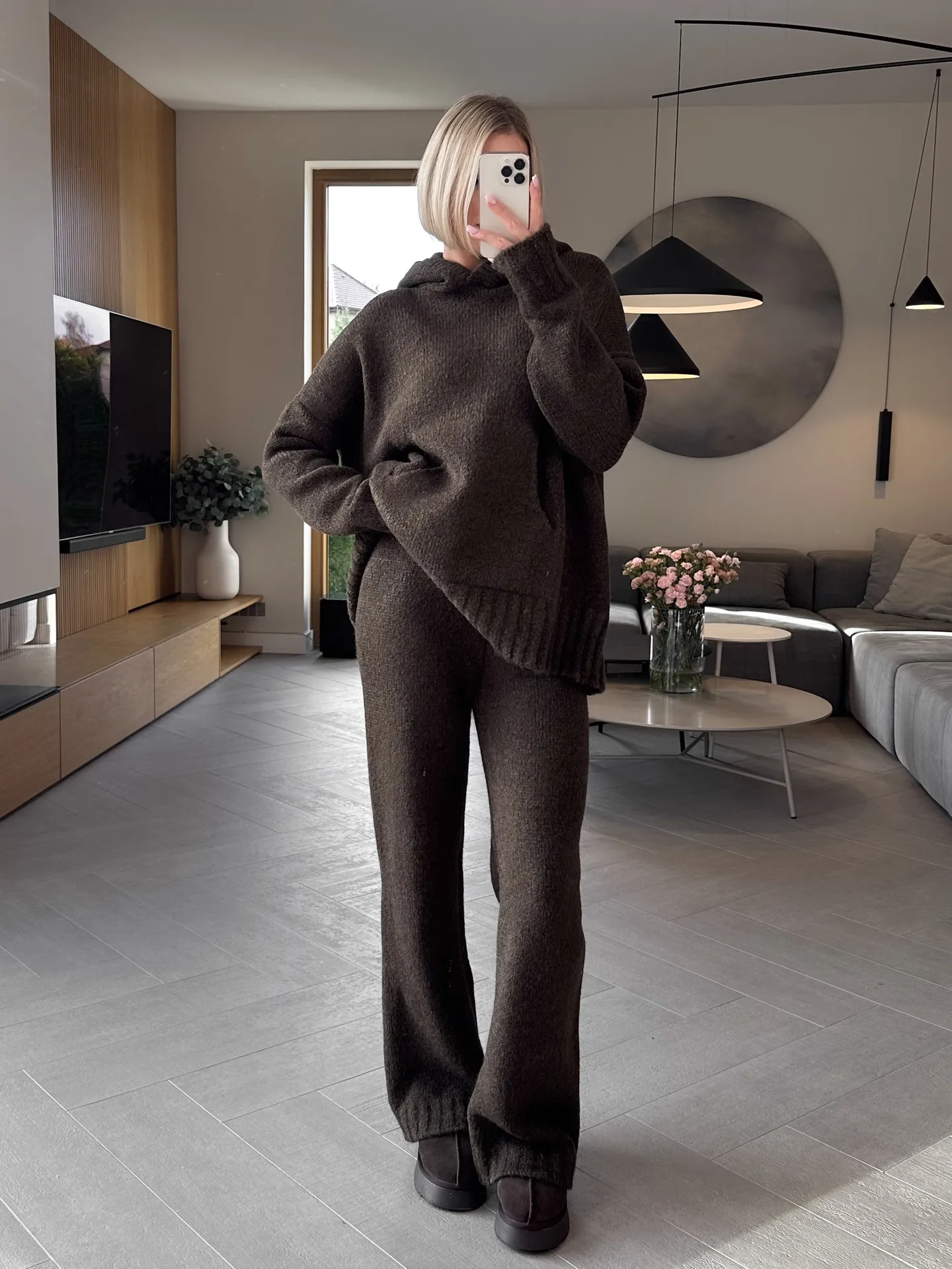 Komplet Sweterkowy Brązowy Lyn